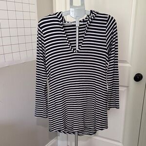 Splendid Navy and White Striped Hoodie